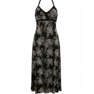 J. CREW Black White & Gray “techno” Floral Pattern Halter Tie Midi Dress Size 14